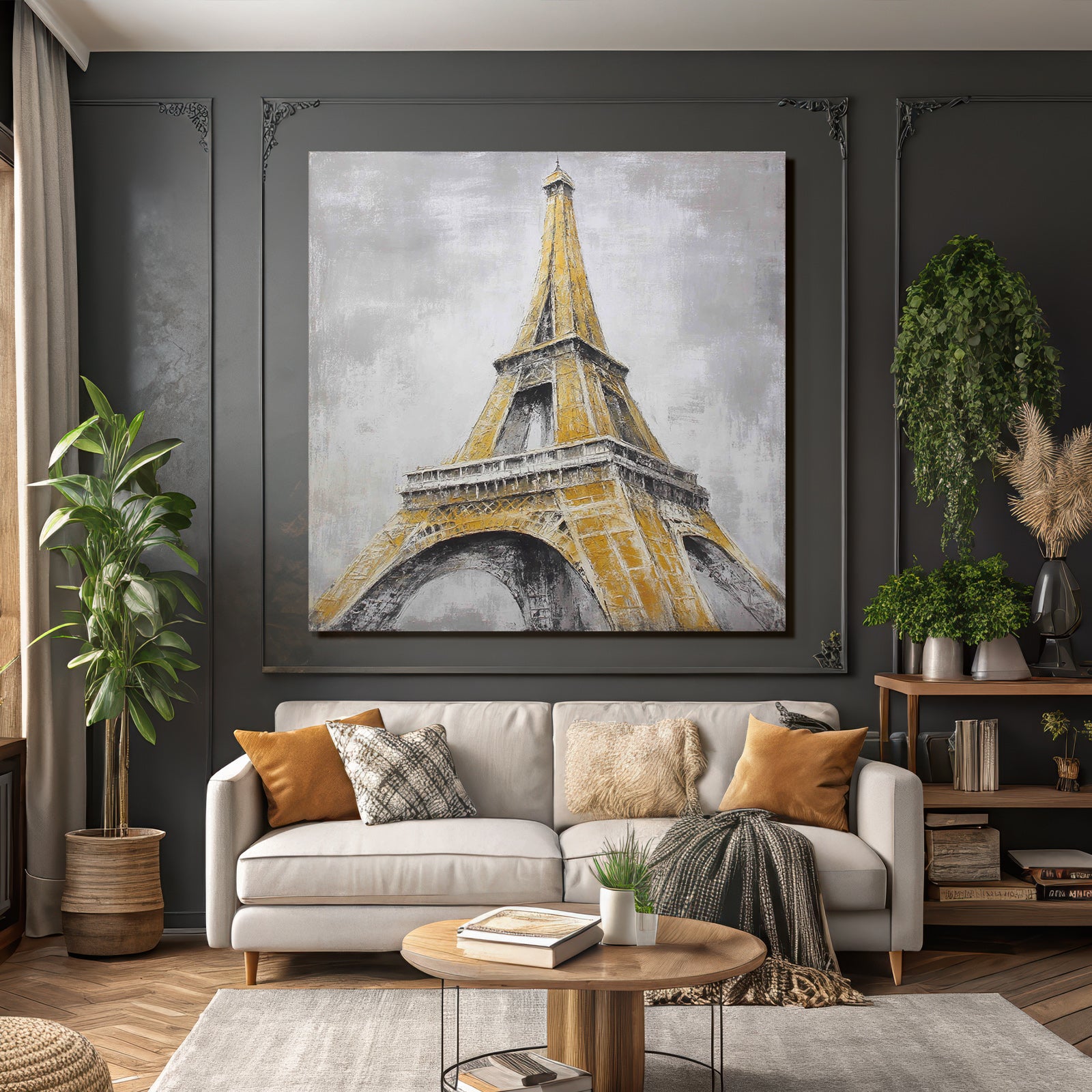 Eiffel Turm Kuenstlerische Darstellung Architektonische Merkmale Buntes Farbschema