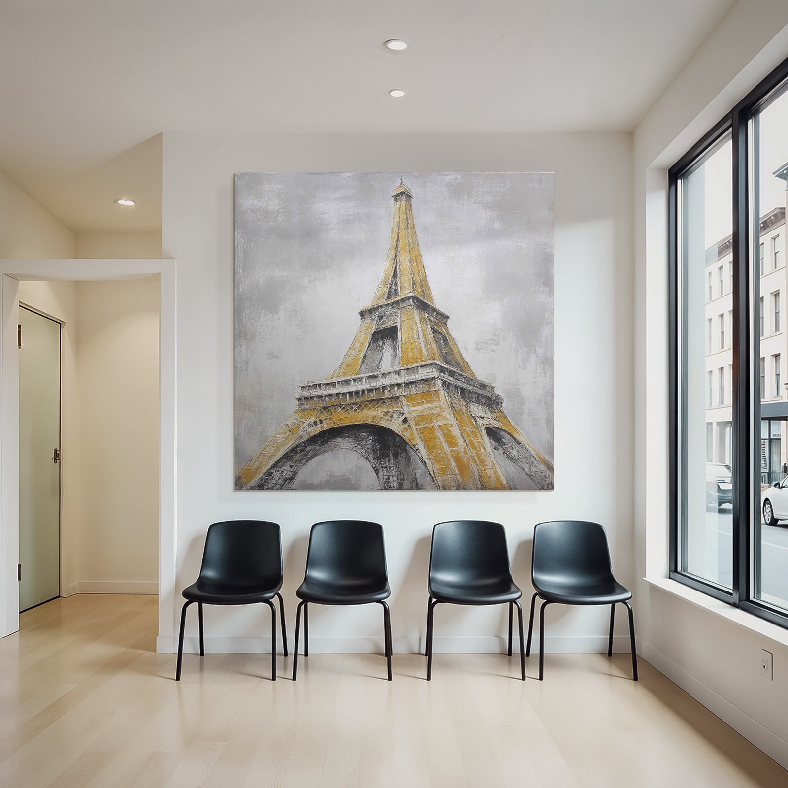 Eiffel Turm Kuenstlerische Darstellung Architektonische Merkmale Buntes Farbschema