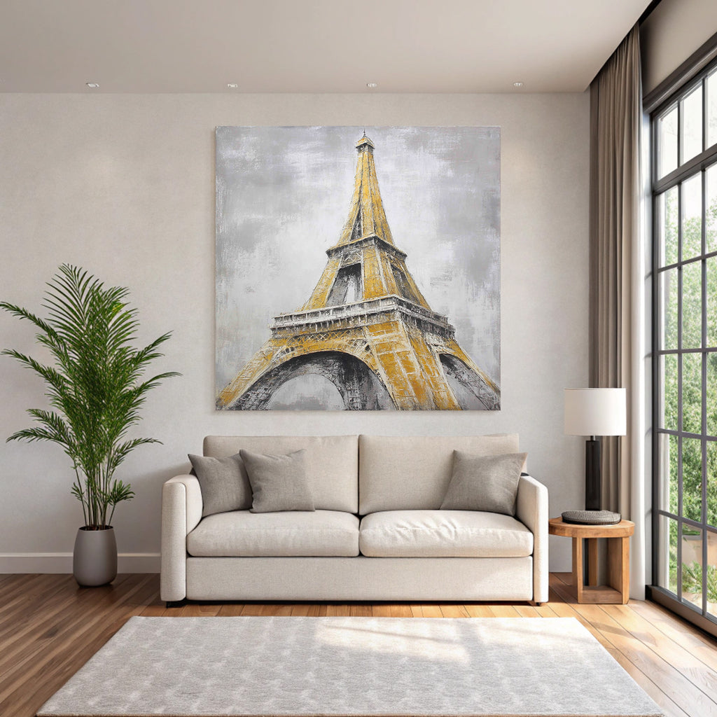 Eiffel Turm Kuenstlerische Darstellung Architektonische Merkmale Buntes Farbschema