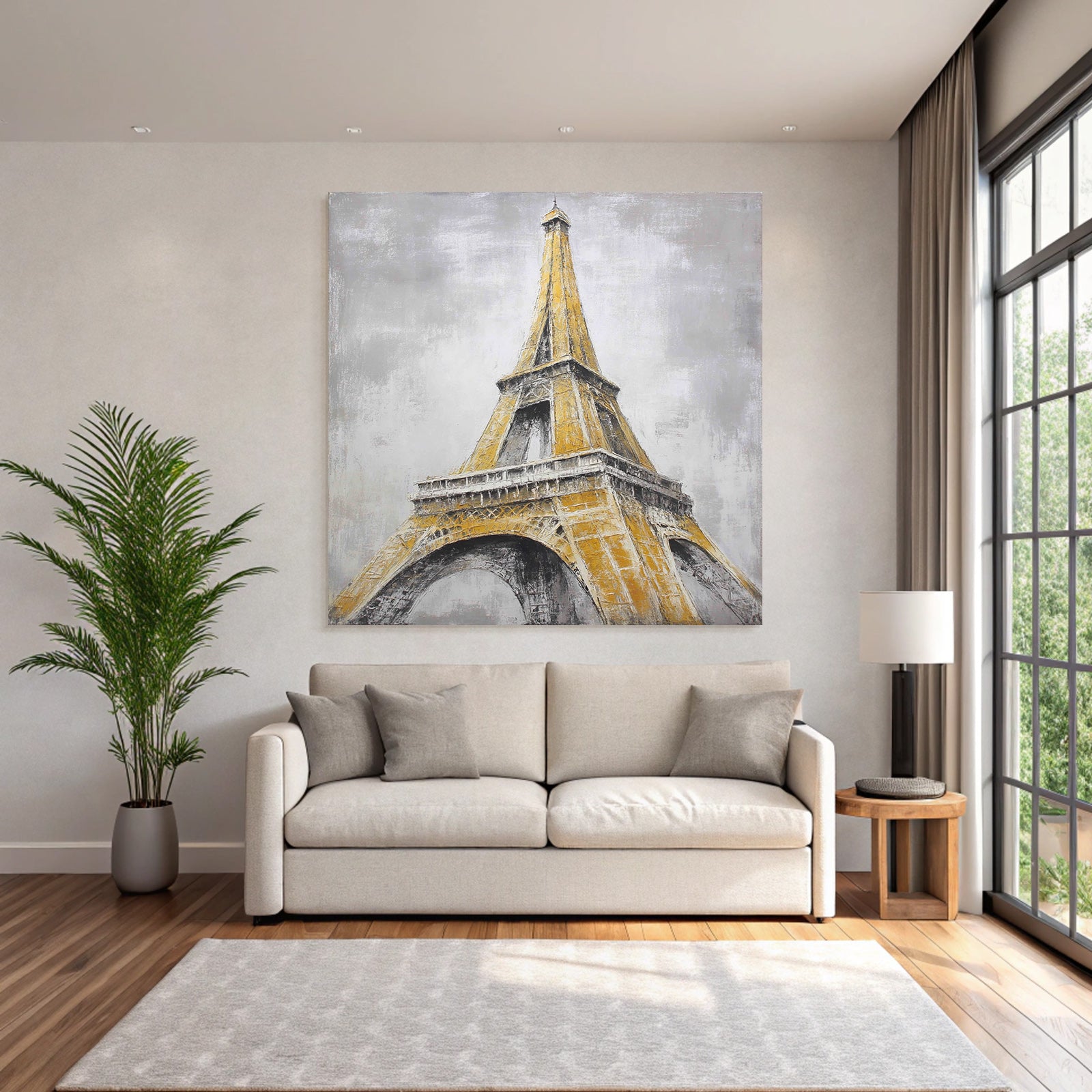 Eiffel Turm Kuenstlerische Darstellung Architektonische Merkmale Buntes Farbschema