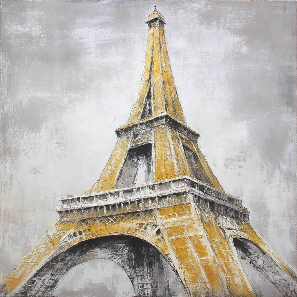Eiffel Turm Kuenstlerische Darstellung Architektonische Merkmale Buntes Farbschema | Fine Art und Malerei | Kunstgattungen