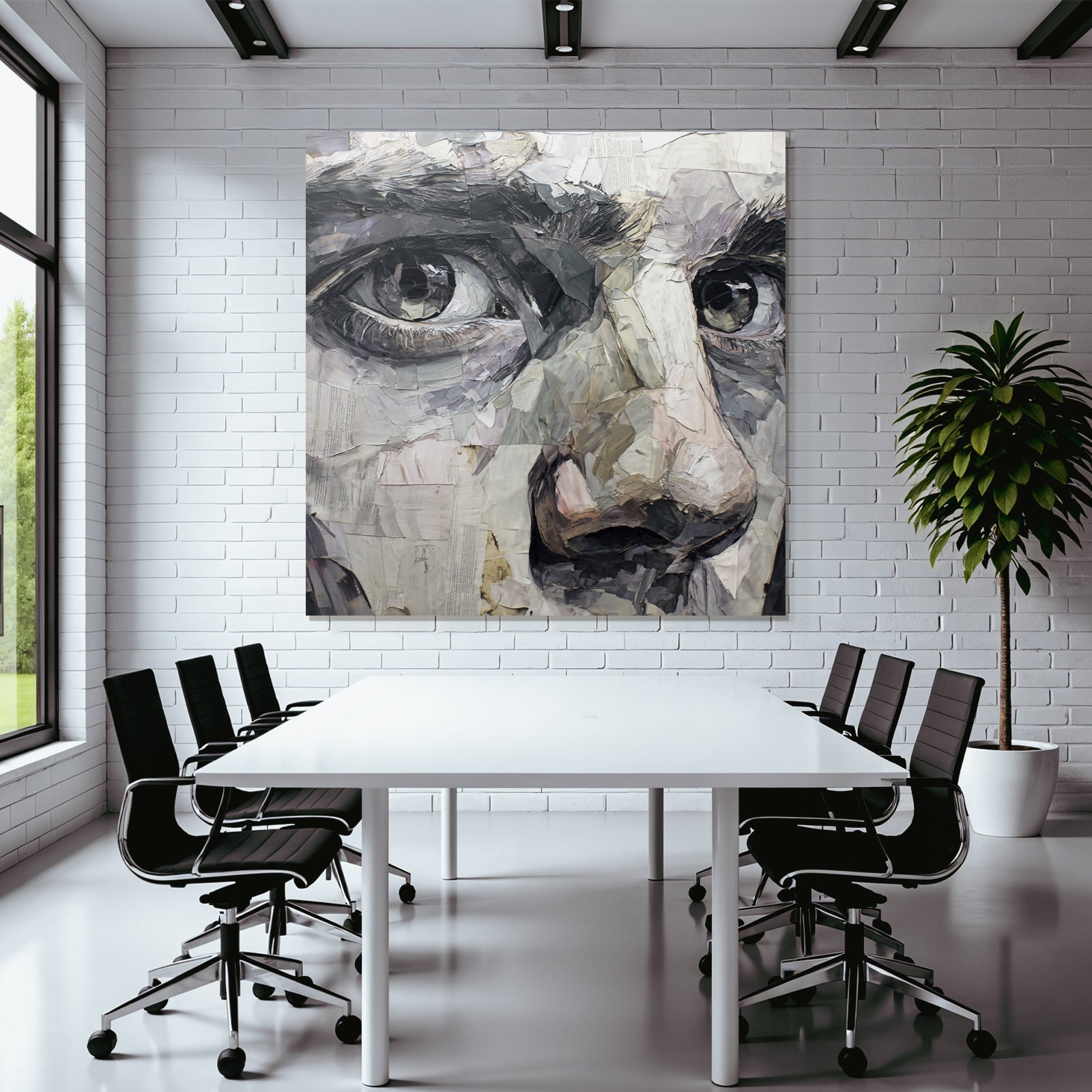 Fragmentierte Portraet Auge Nase Kunstwerk