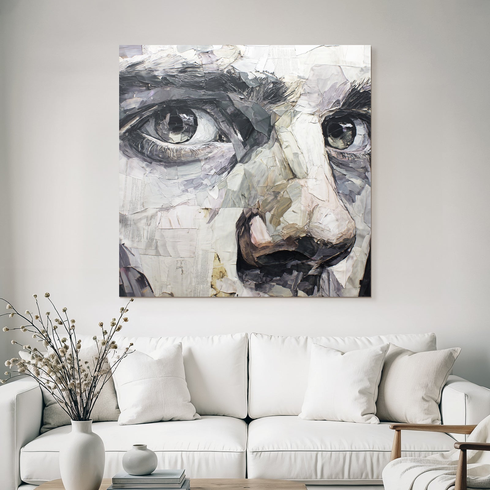 Fragmentierte Portraet Auge Nase Kunstwerk