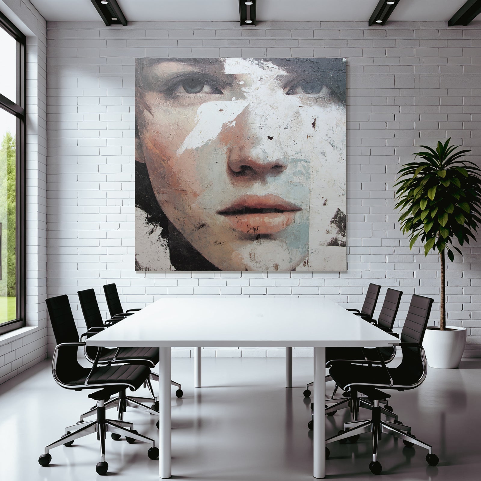 Gesicht Mit Augen Nase Und Lippen Texturiert Und Abstrakt