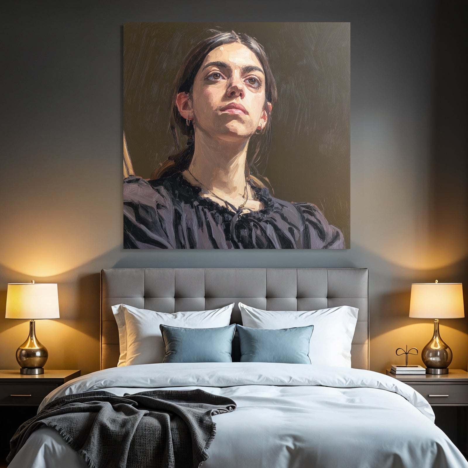 Junge Frau Portrait Starke Brush Strokes Realismus
