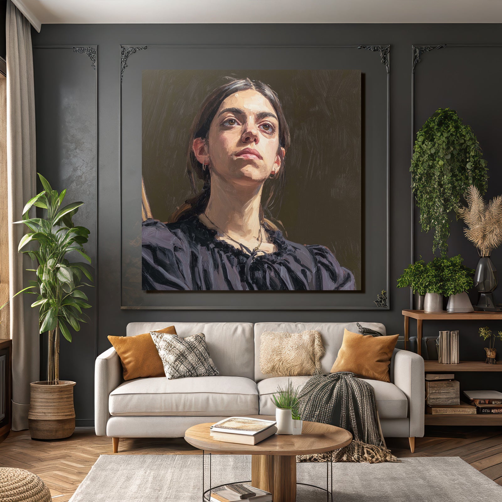 Junge Frau Portrait Starke Brush Strokes Realismus