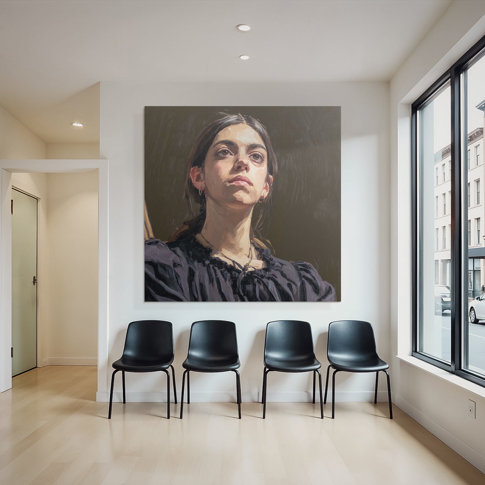 Junge Frau Portrait Starke Brush Strokes Realismus
