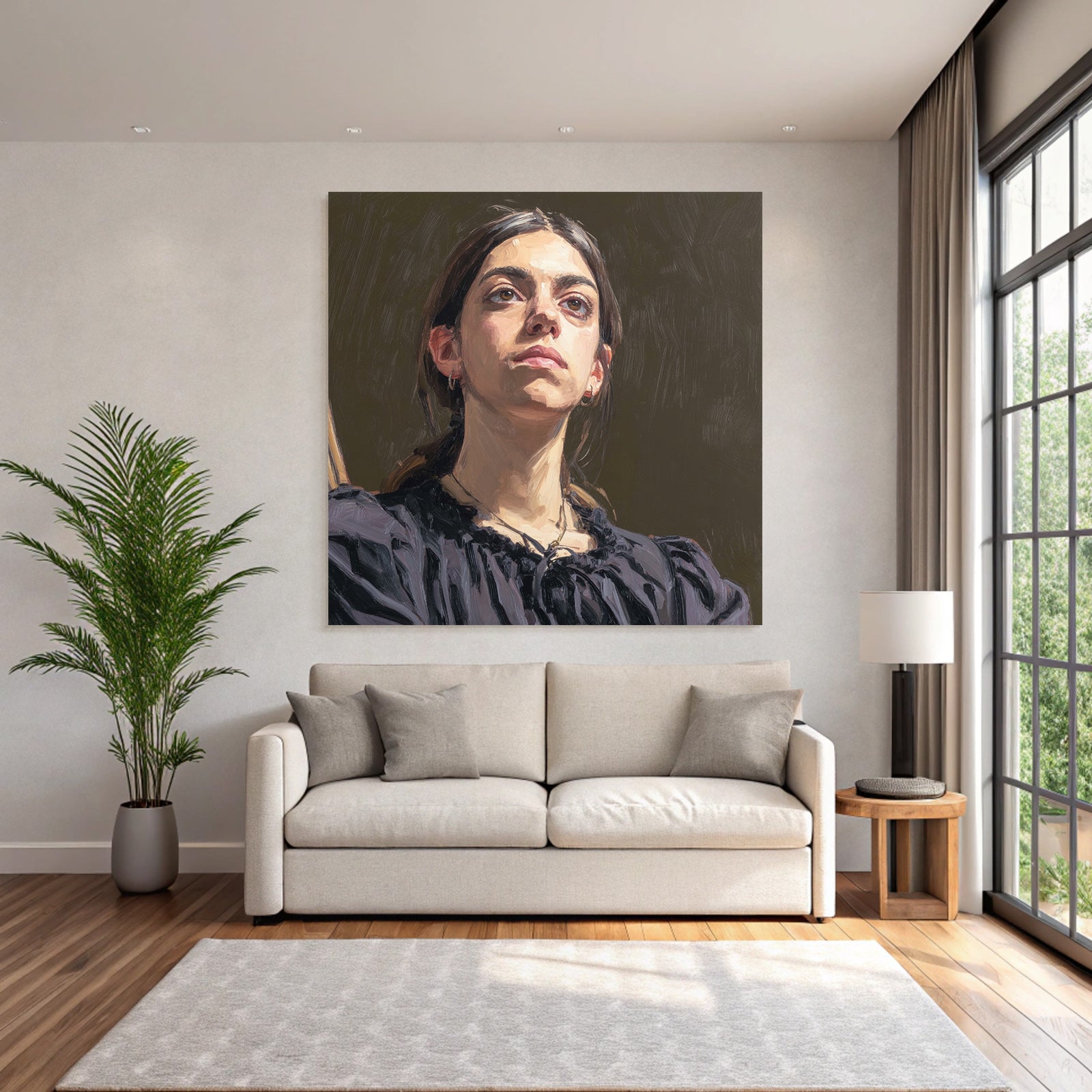 Junge Frau Portrait Starke Brush Strokes Realismus
