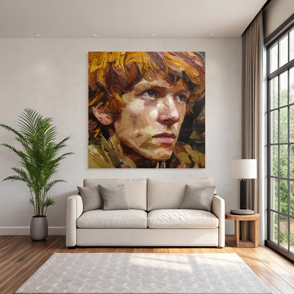 Junge Person Mit Expressiven Merkmale Impasto Malerei
