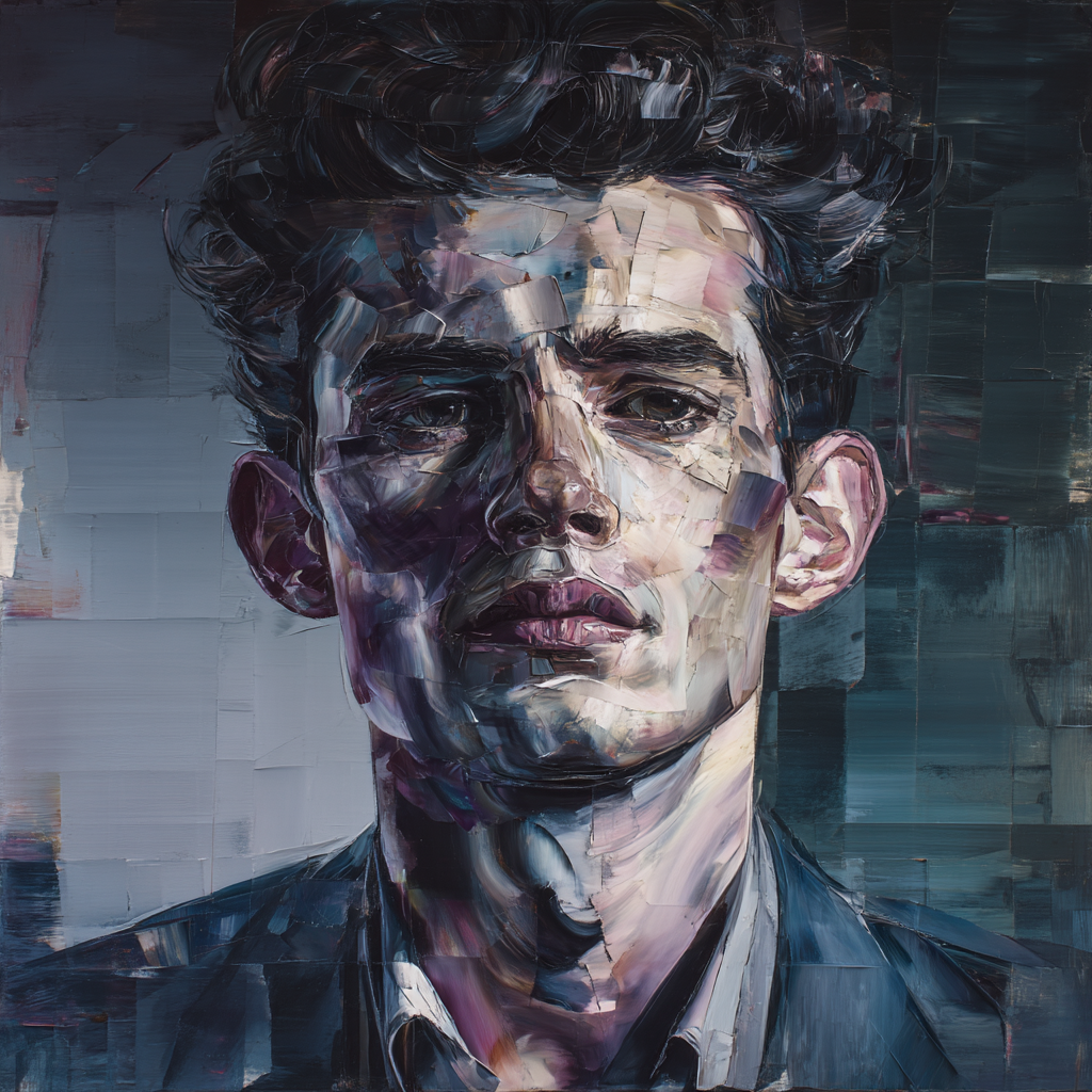 Junger Mann Abstraktes Portrait Dynamische Brusht Strokes | Fine Art und Malerei | Kunstgattungen