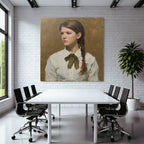 Junges Frau Portrait Braided Hair Weisses Shirt Bowtie Brauner Hintergrund Realismus