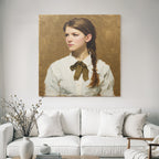 Junges Frau Portrait Braided Hair Weisses Shirt Bowtie Brauner Hintergrund Realismus