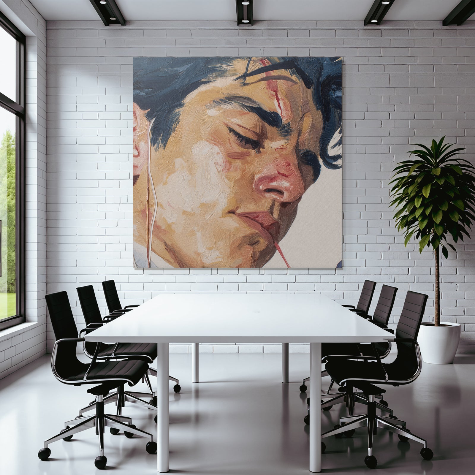 Junges Person Portrait Introspektion Emotion Bemalt Ausdrucksvoll
