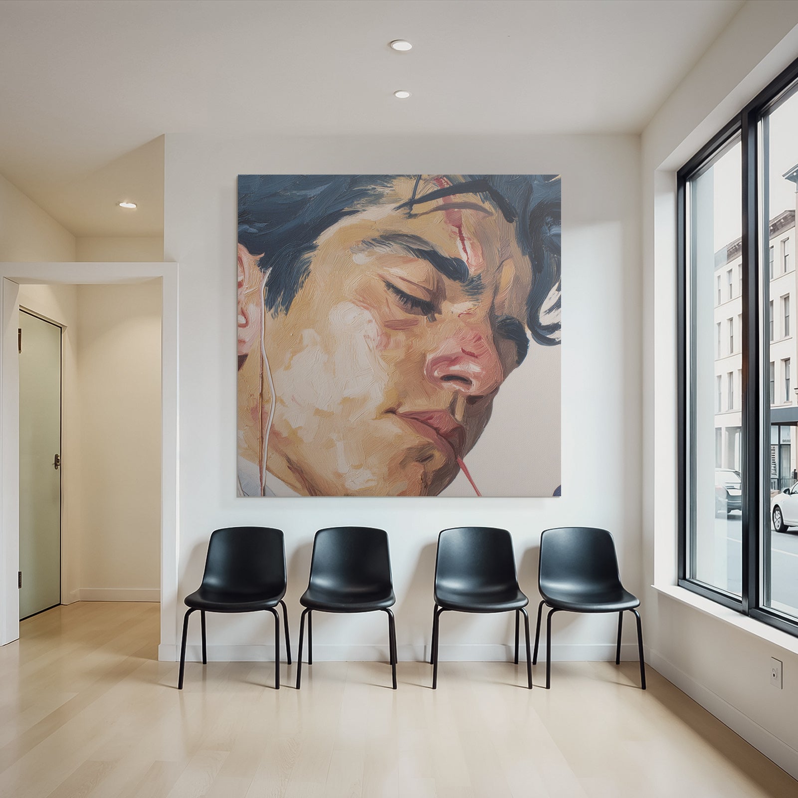 Junges Person Portrait Introspektion Emotion Bemalt Ausdrucksvoll
