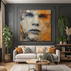 Kuenstlerische Portraet Mit Gesicht In Orange Toenen Und Texturen