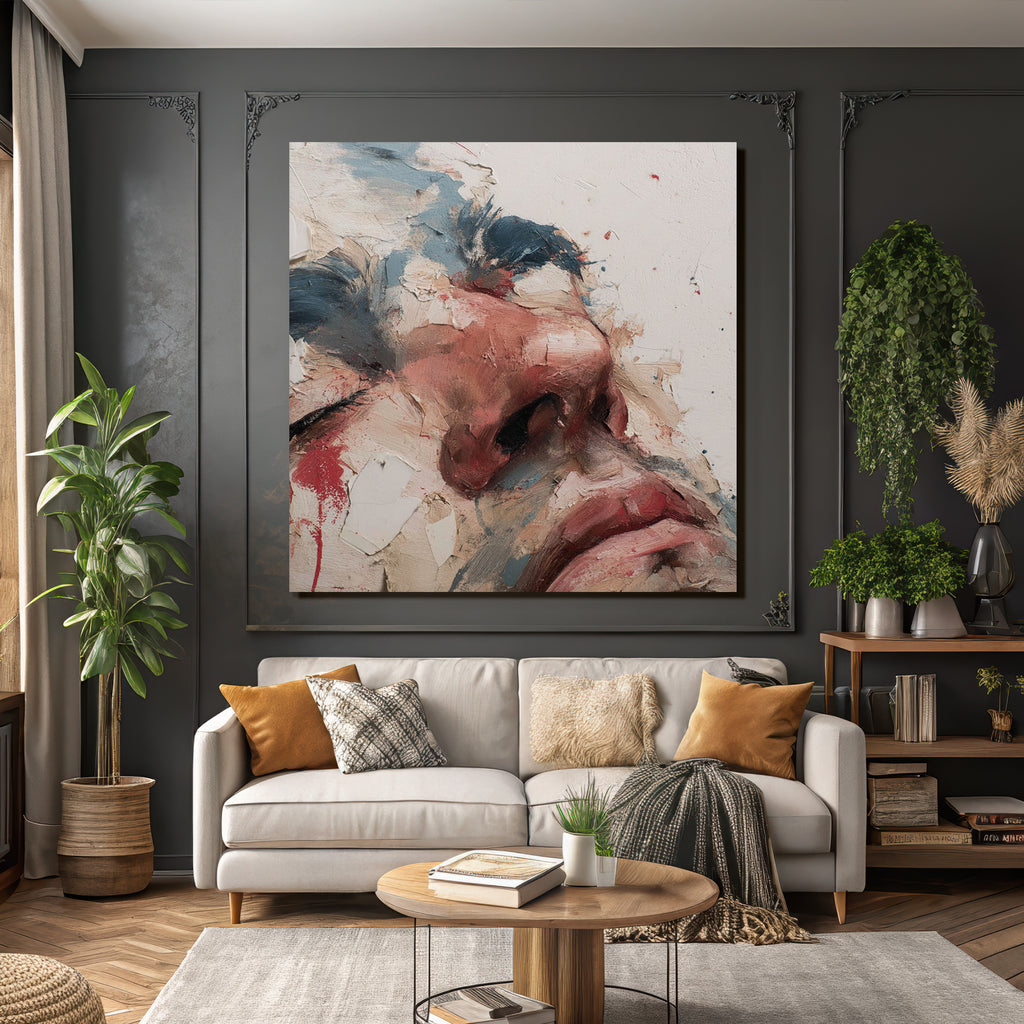 Kuenstlerisches Portraet Clos Eup Menschliches Engesicht Nase Und Lippen