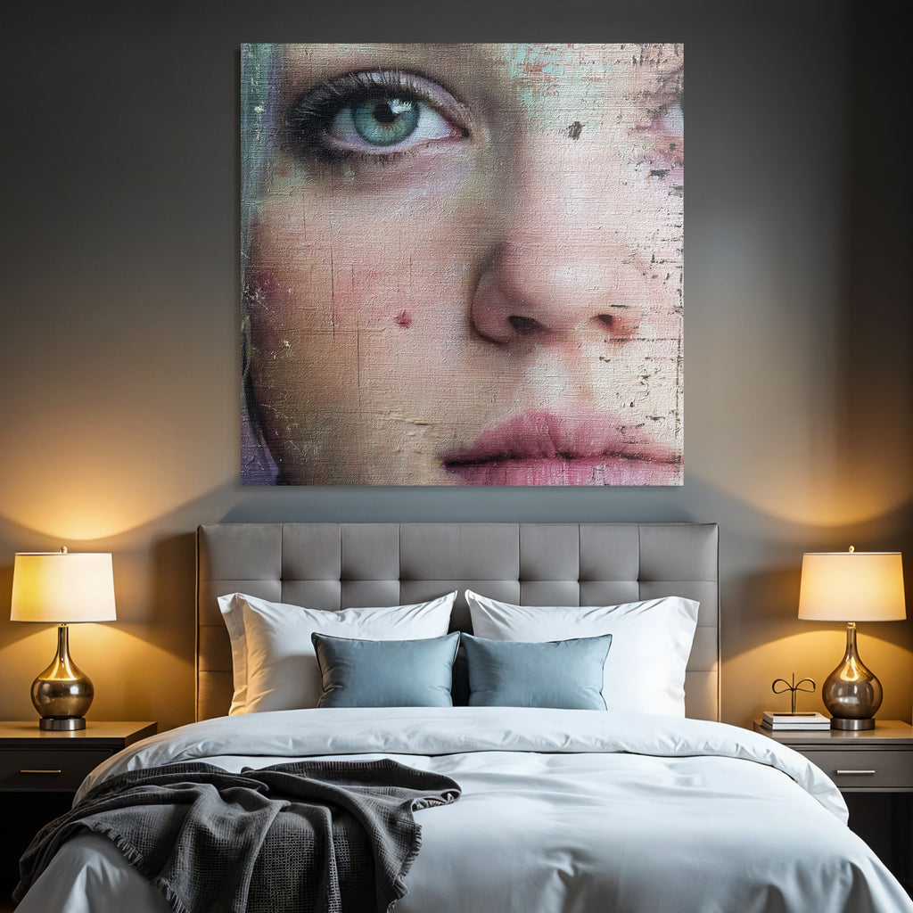 Nahe Ansicht Von Gesicht Mit Augen Nase Und Mund Digitale Kunst