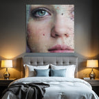 Nahe Ansicht Von Gesicht Mit Augen Nase Und Mund Digitale Kunst
