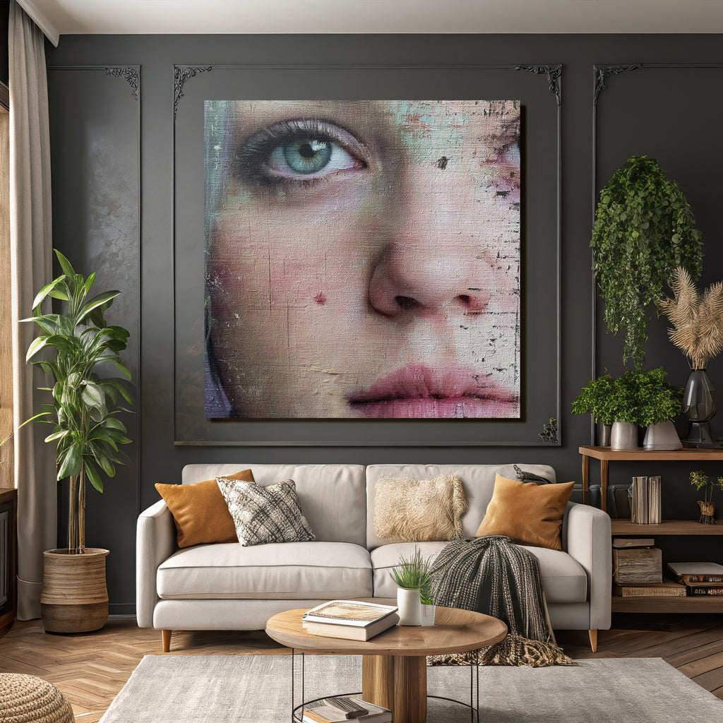 Nahe Ansicht Von Gesicht Mit Augen Nase Und Mund Digitale Kunst