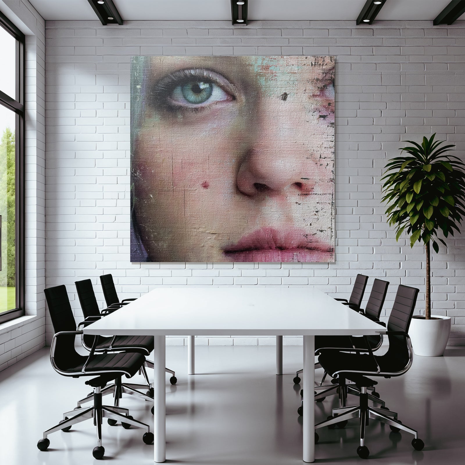 Nahe Ansicht Von Gesicht Mit Augen Nase Und Mund Digitale Kunst