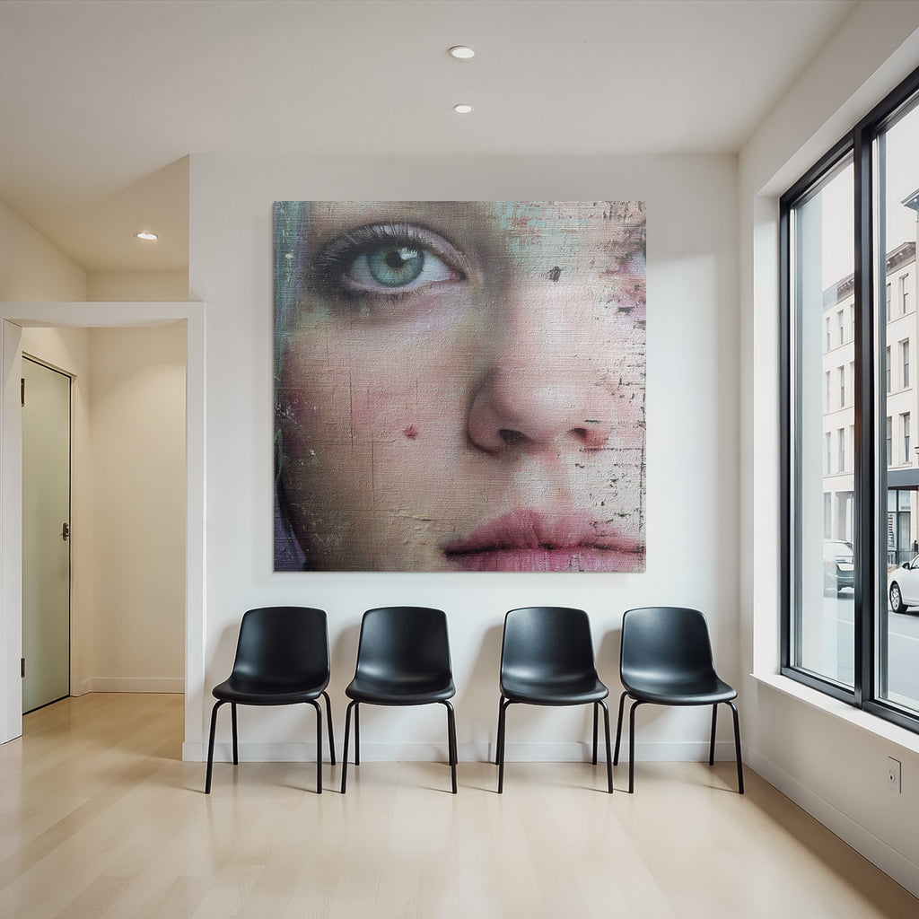 Nahe Ansicht Von Gesicht Mit Augen Nase Und Mund Digitale Kunst