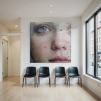 Nahe Ansicht Von Gesicht Mit Augen Nase Und Mund Digitale Kunst