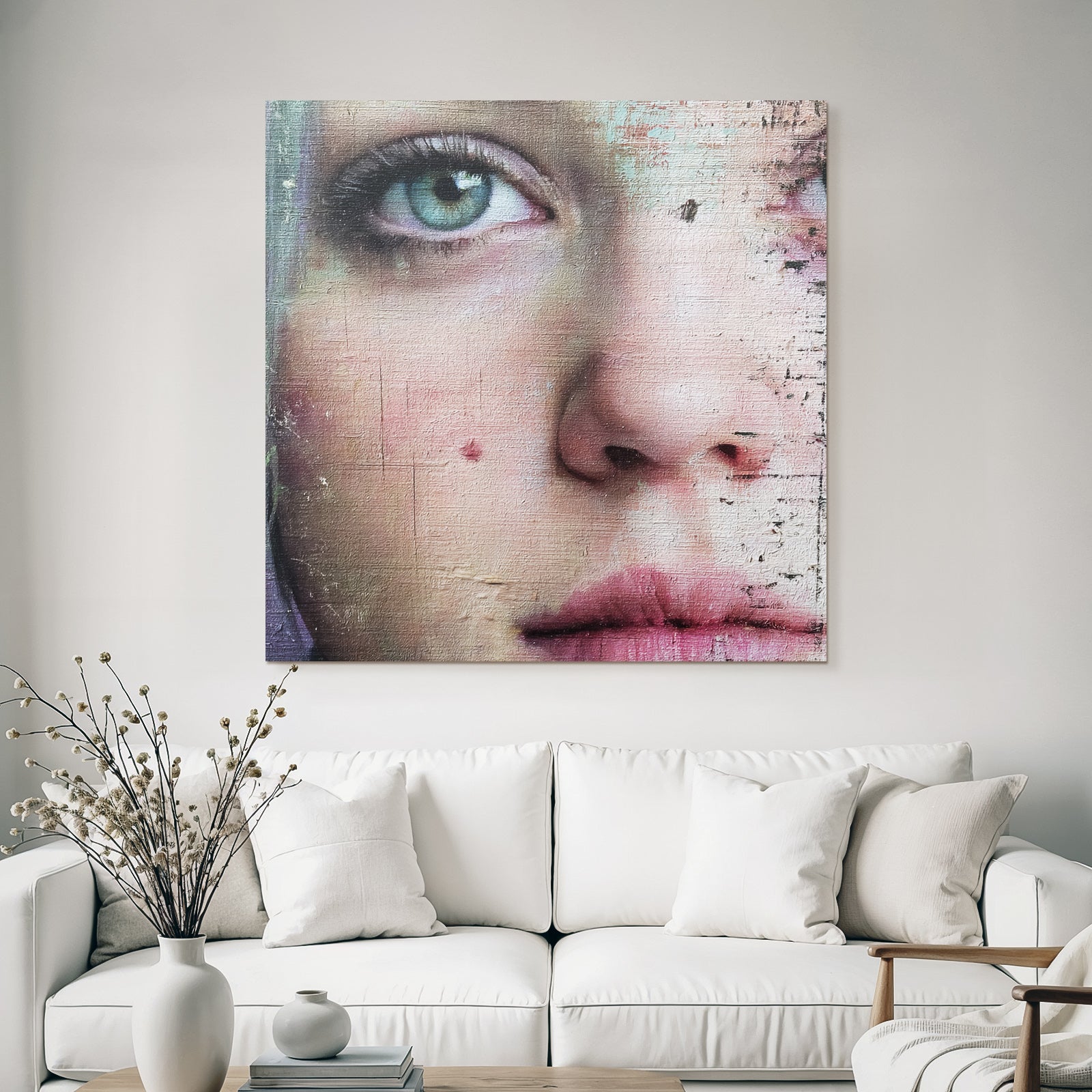 Nahe Ansicht Von Gesicht Mit Augen Nase Und Mund Digitale Kunst