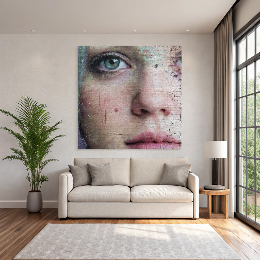 Nahe Ansicht Von Gesicht Mit Augen Nase Und Mund Digitale Kunst