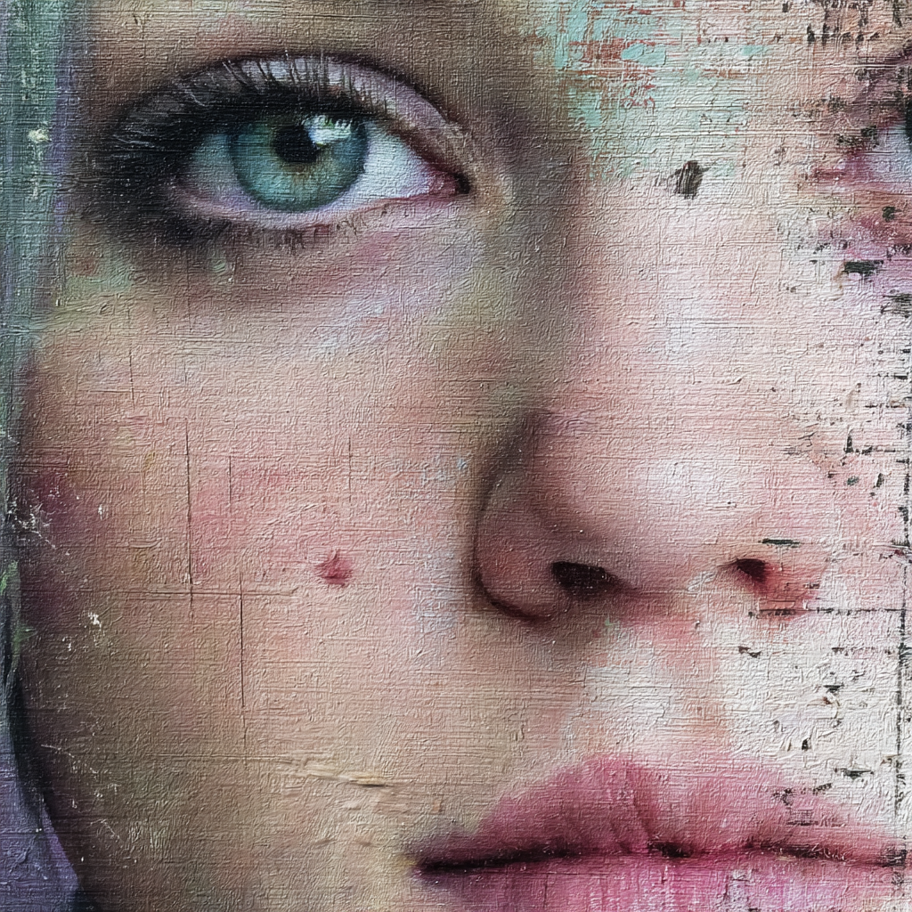 Nahe Ansicht Von Gesicht Mit Augen Nase Und Mund Digitale Kunst | Fine Art und Malerei | Kunstgattungen