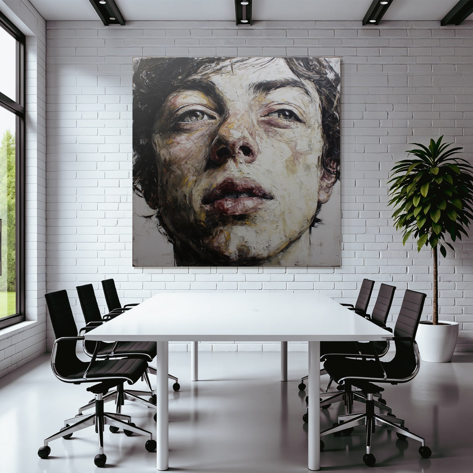 Naheaufnahme Portraet Mit Expressiven Gesichtszuegen.texturnahe Malerei