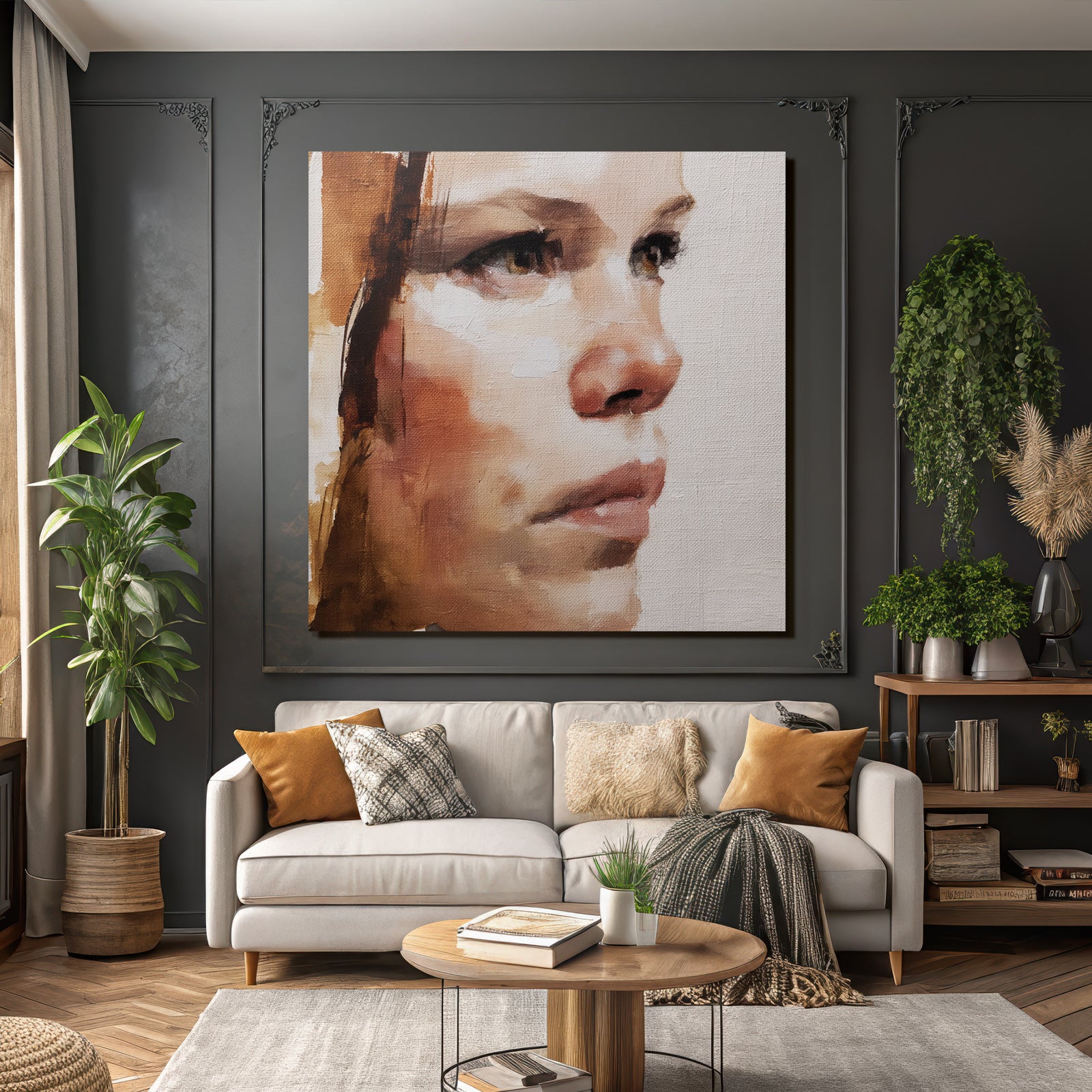 Naheaufnahme Portrait Menschliches Gesicht Mit Weichen Buerstenstrichen