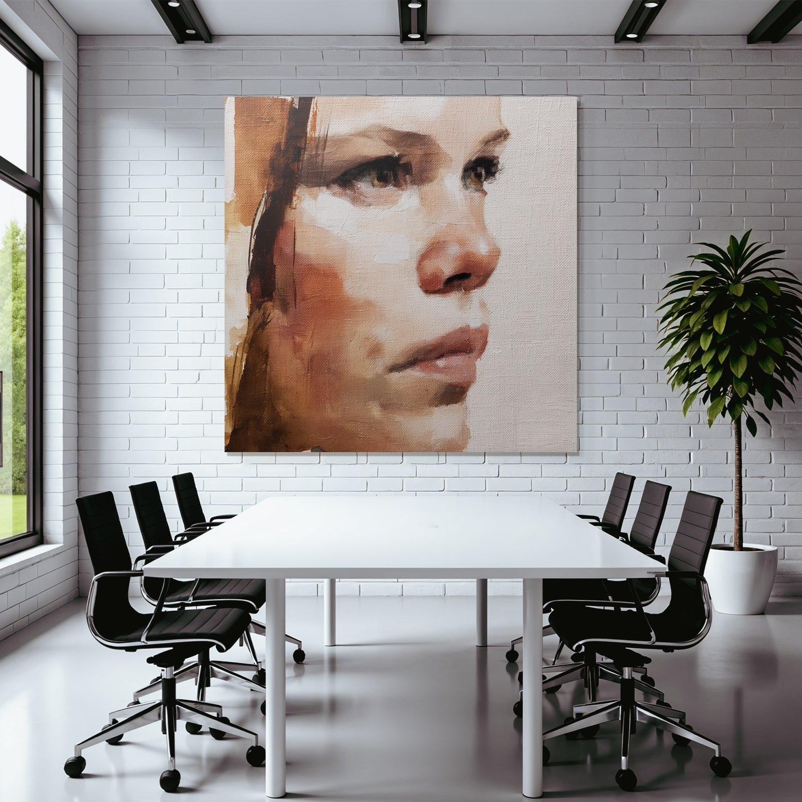 Naheaufnahme Portrait Menschliches Gesicht Mit Weichen Buerstenstrichen