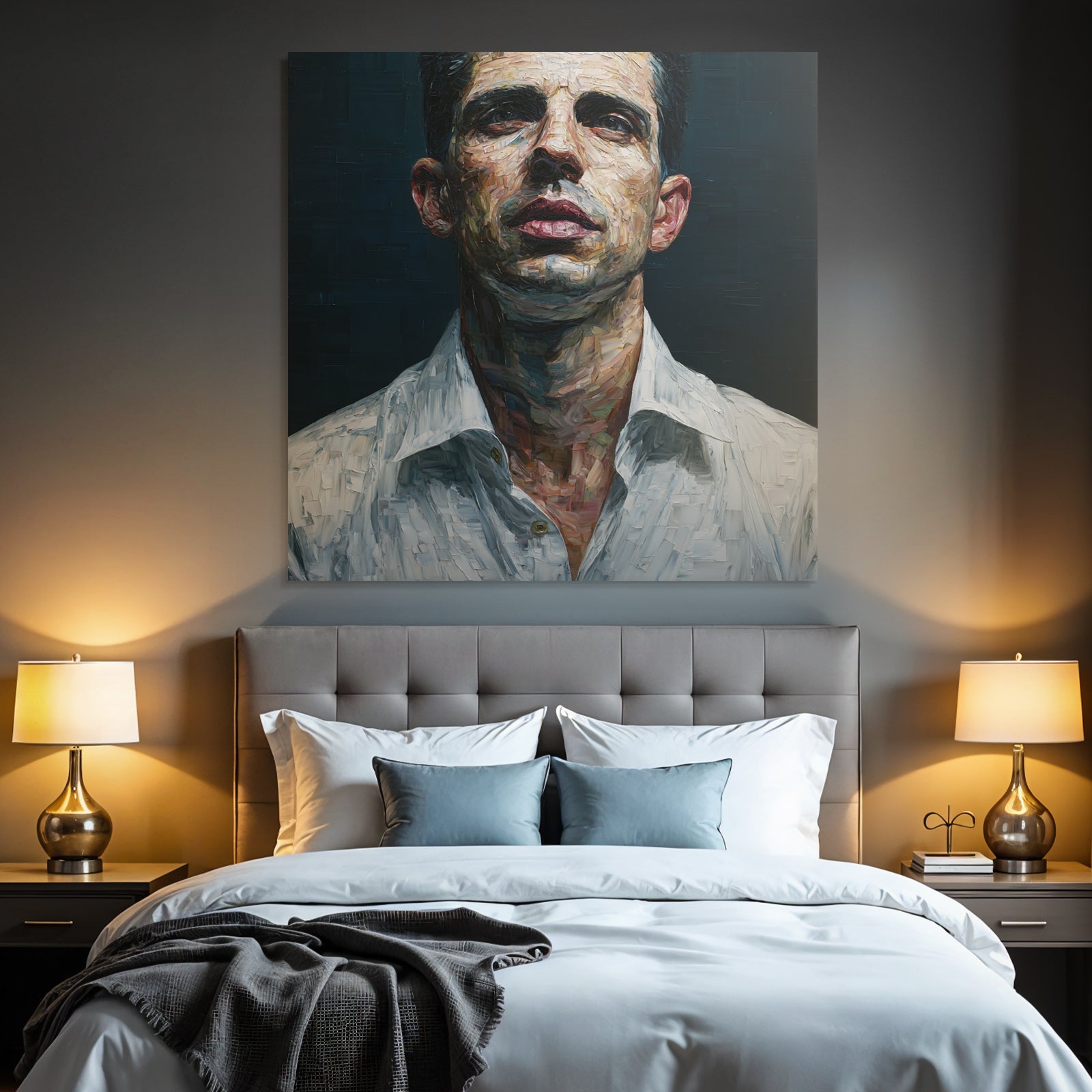 Portrait Eines Mannes Mit Ernstem Ausdruck Mit Dunklem Hintergrund