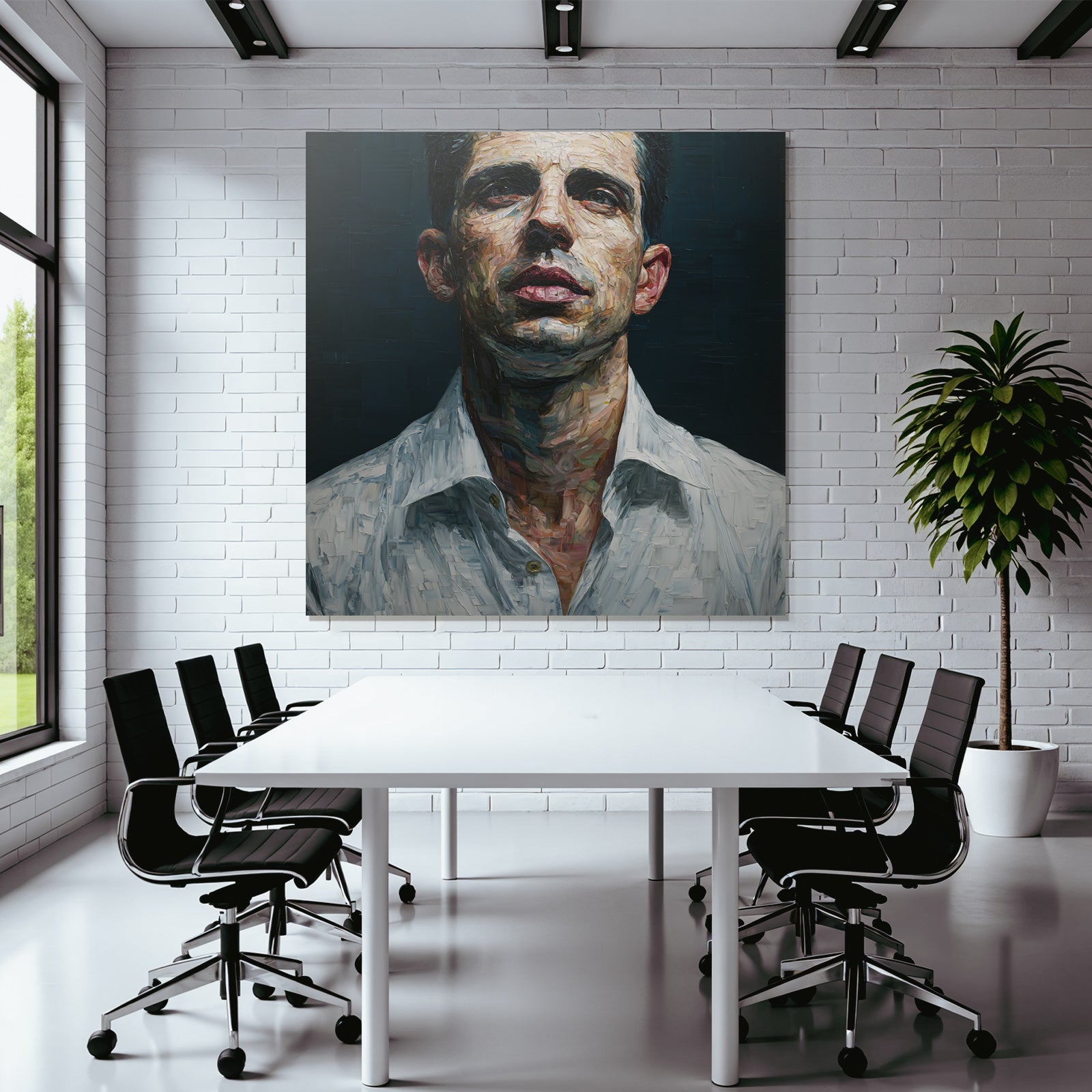 Portrait Eines Mannes Mit Ernstem Ausdruck Mit Dunklem Hintergrund