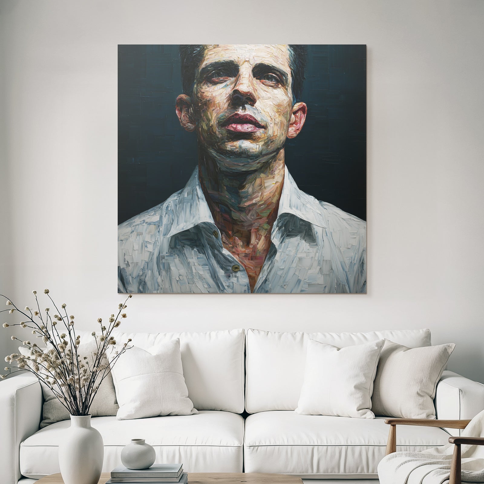 Portrait Eines Mannes Mit Ernstem Ausdruck Mit Dunklem Hintergrund
