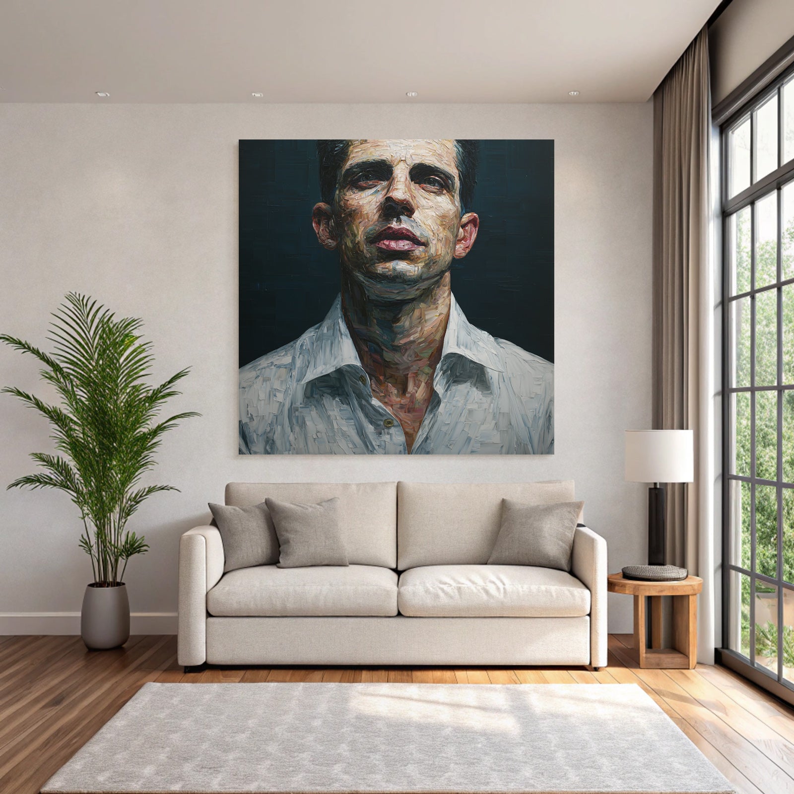 Portrait Eines Mannes Mit Ernstem Ausdruck Mit Dunklem Hintergrund