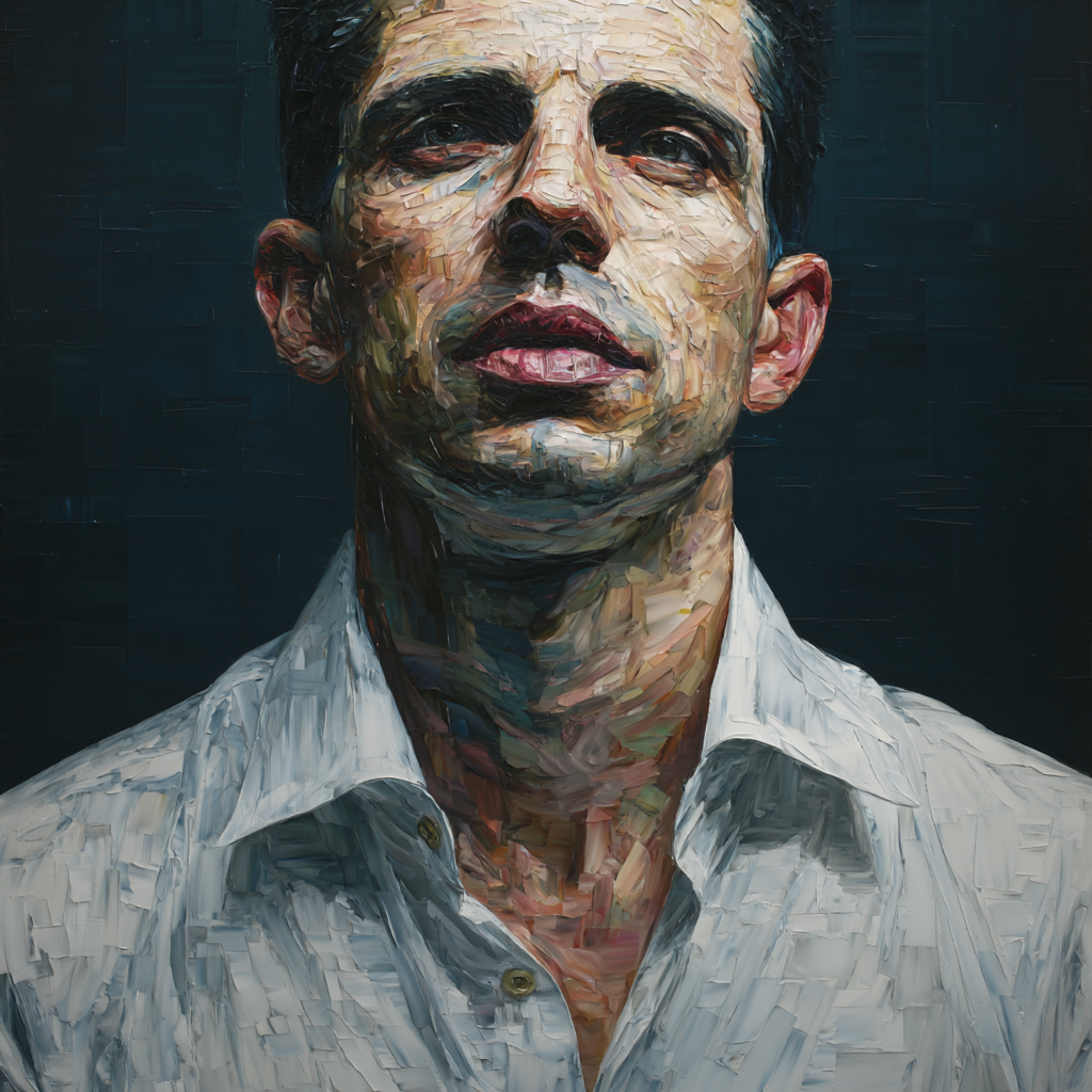 Portrait Eines Mannes Mit Ernstem Ausdruck Mit Dunklem Hintergrund | Fine Art und Malerei | Kunstgattungen