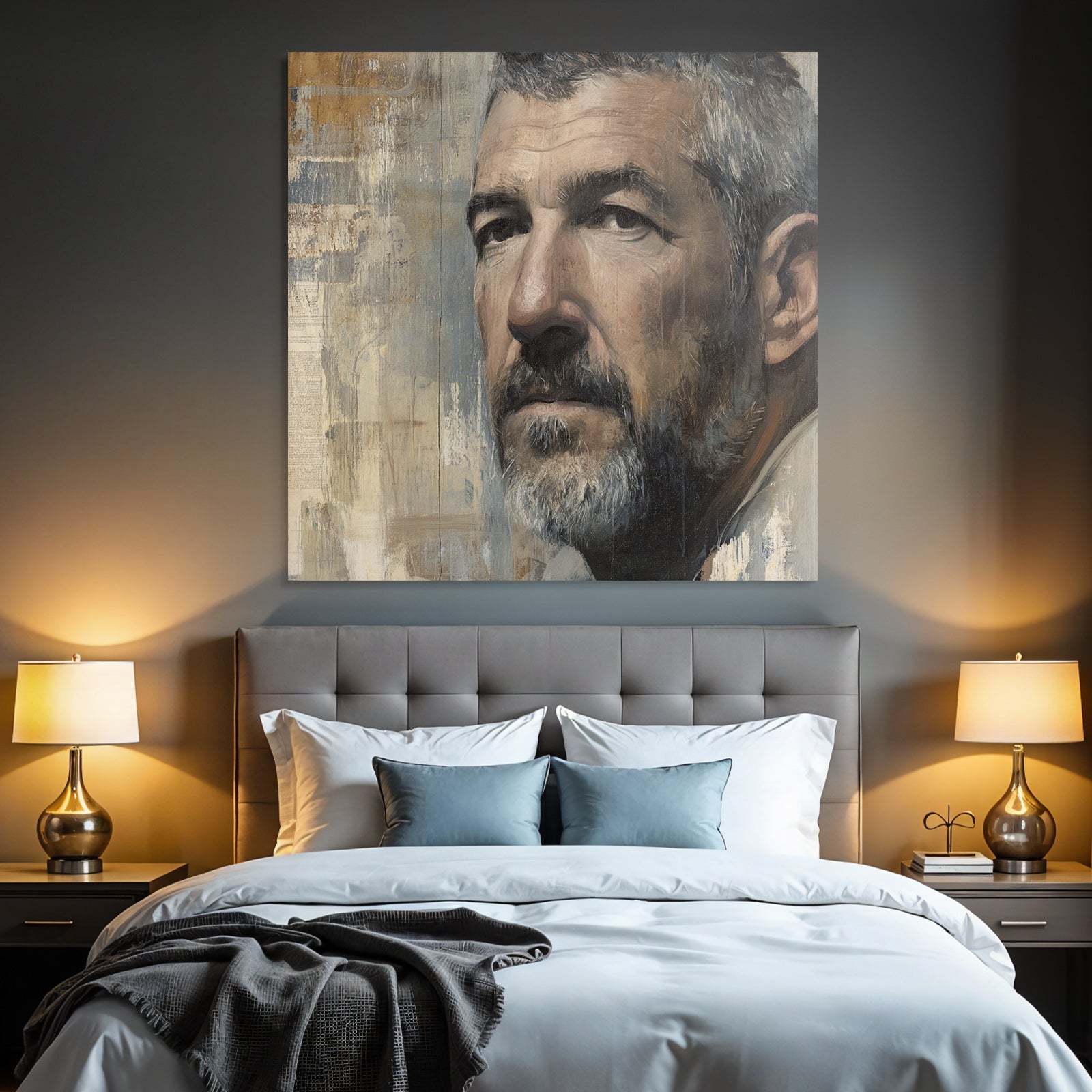 Portrait Eines Mannes Mit Nachdenklichem Ausdruck Und Bart