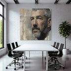 Portrait Eines Mannes Mit Nachdenklichem Ausdruck Und Bart