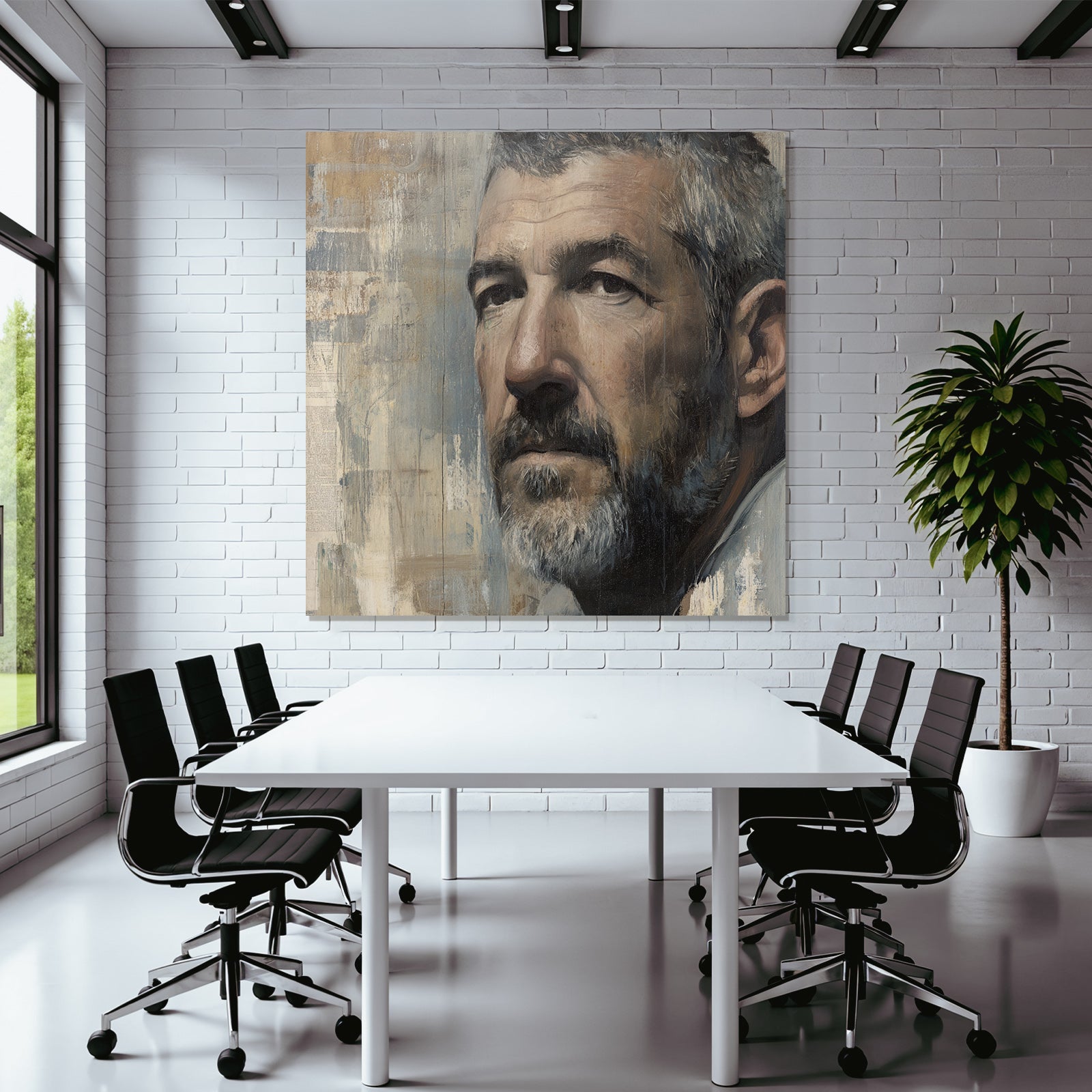 Portrait Eines Mannes Mit Nachdenklichem Ausdruck Und Bart