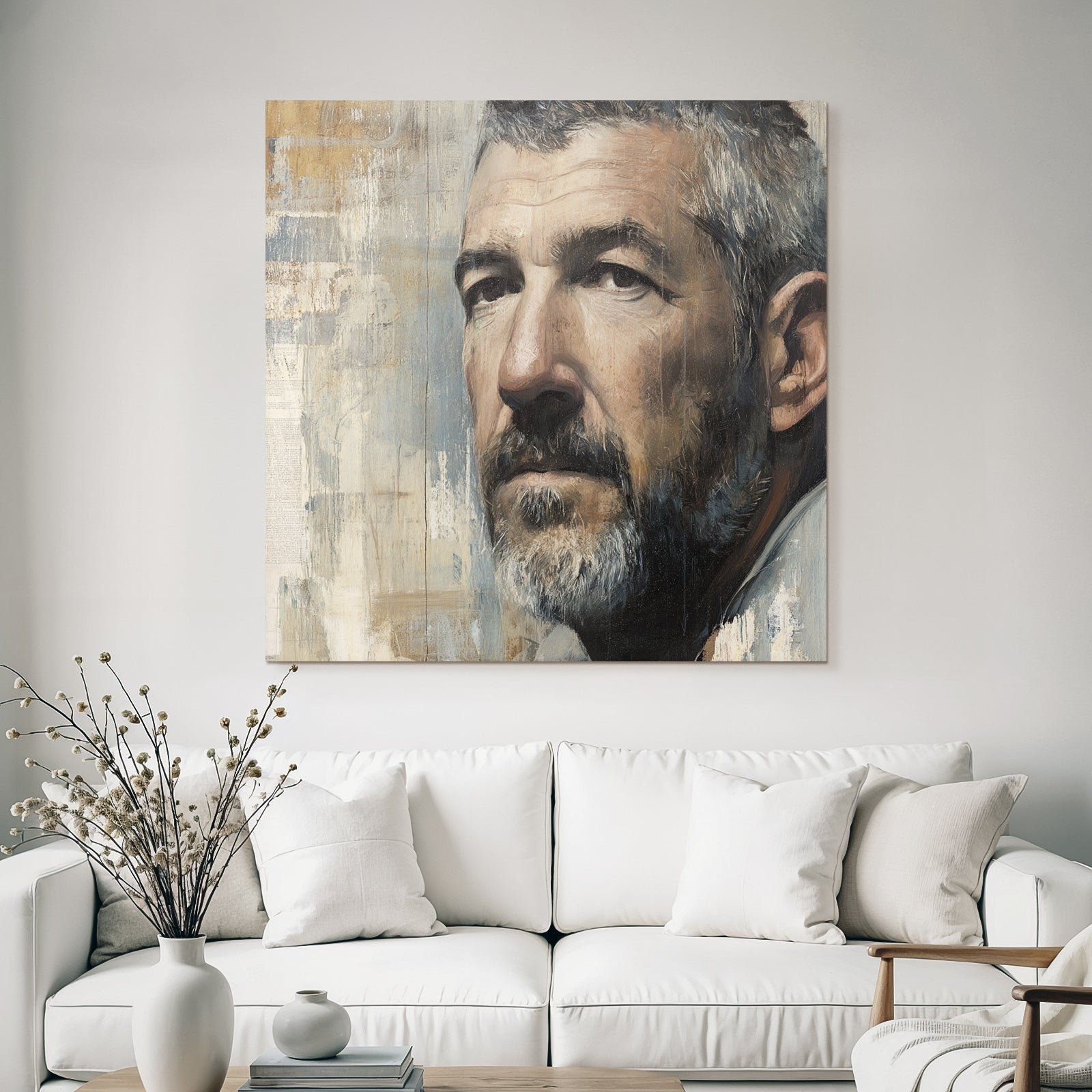 Portrait Eines Mannes Mit Nachdenklichem Ausdruck Und Bart