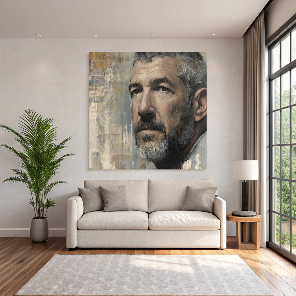 Portrait Eines Mannes Mit Nachdenklichem Ausdruck Und Bart