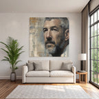 Portrait Eines Mannes Mit Nachdenklichem Ausdruck Und Bart