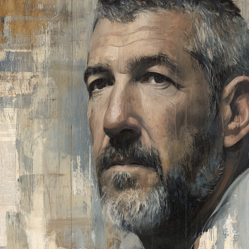 Portrait Eines Mannes Mit Nachdenklichem Ausdruck Und Bart | Fine Art und Malerei | Kunstgattungen