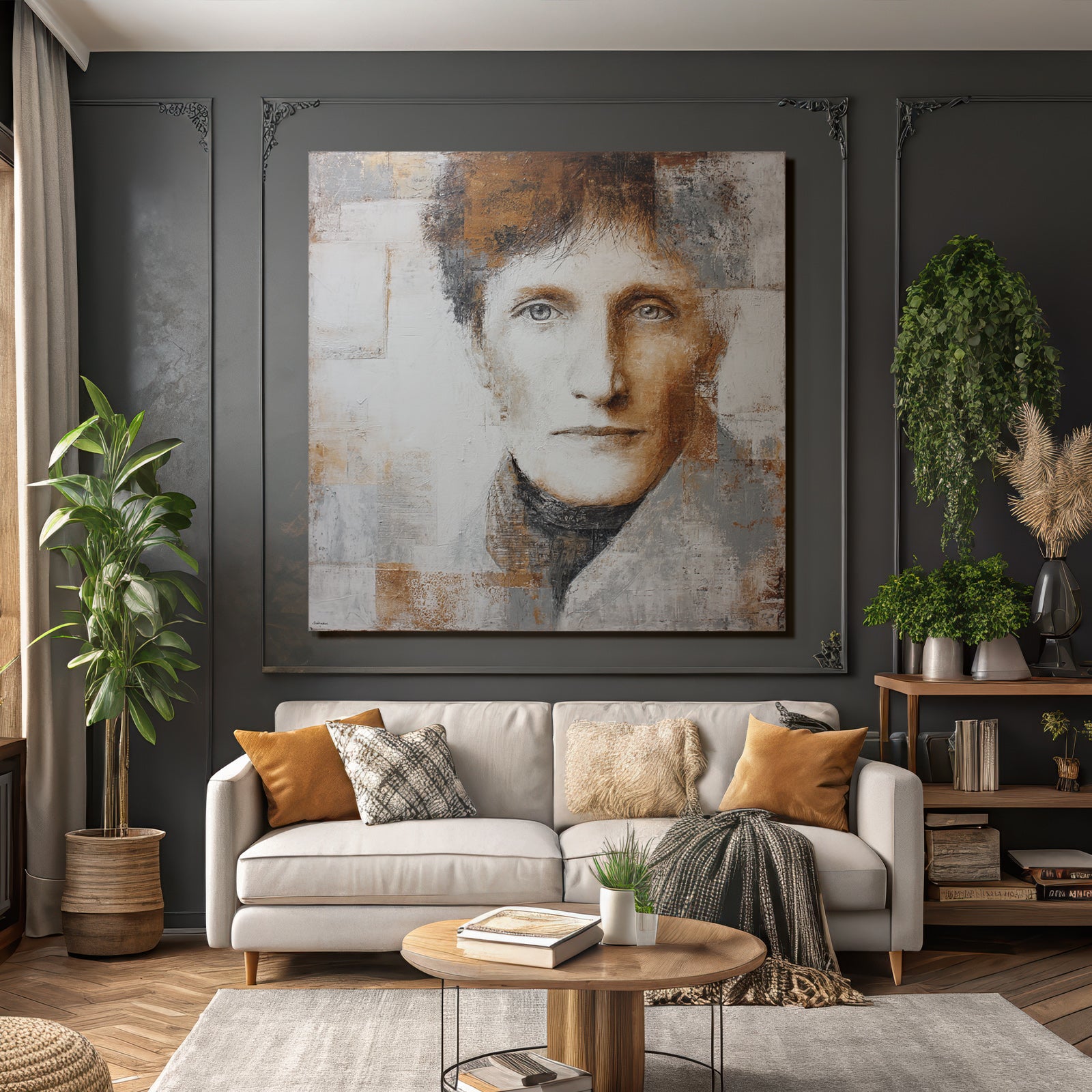 Portrait Mit Texturierte Stil Und Farb Mischung