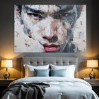 Abstract Portrait Junger Mann Vibrante Farben Expressionskunst