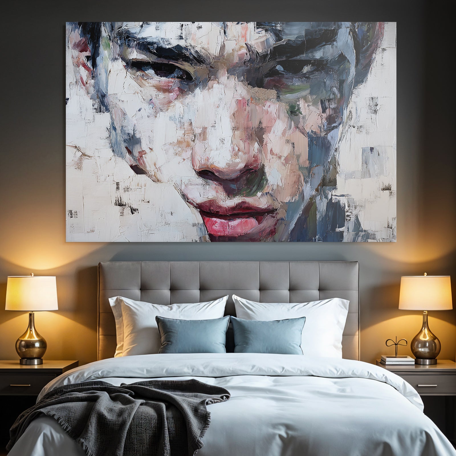 Abstract Portrait Junger Mann Vibrante Farben Expressionskunst
