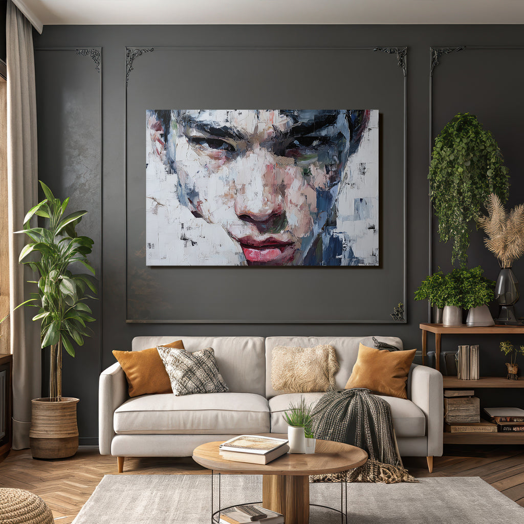 Abstract Portrait Junger Mann Vibrante Farben Expressionskunst