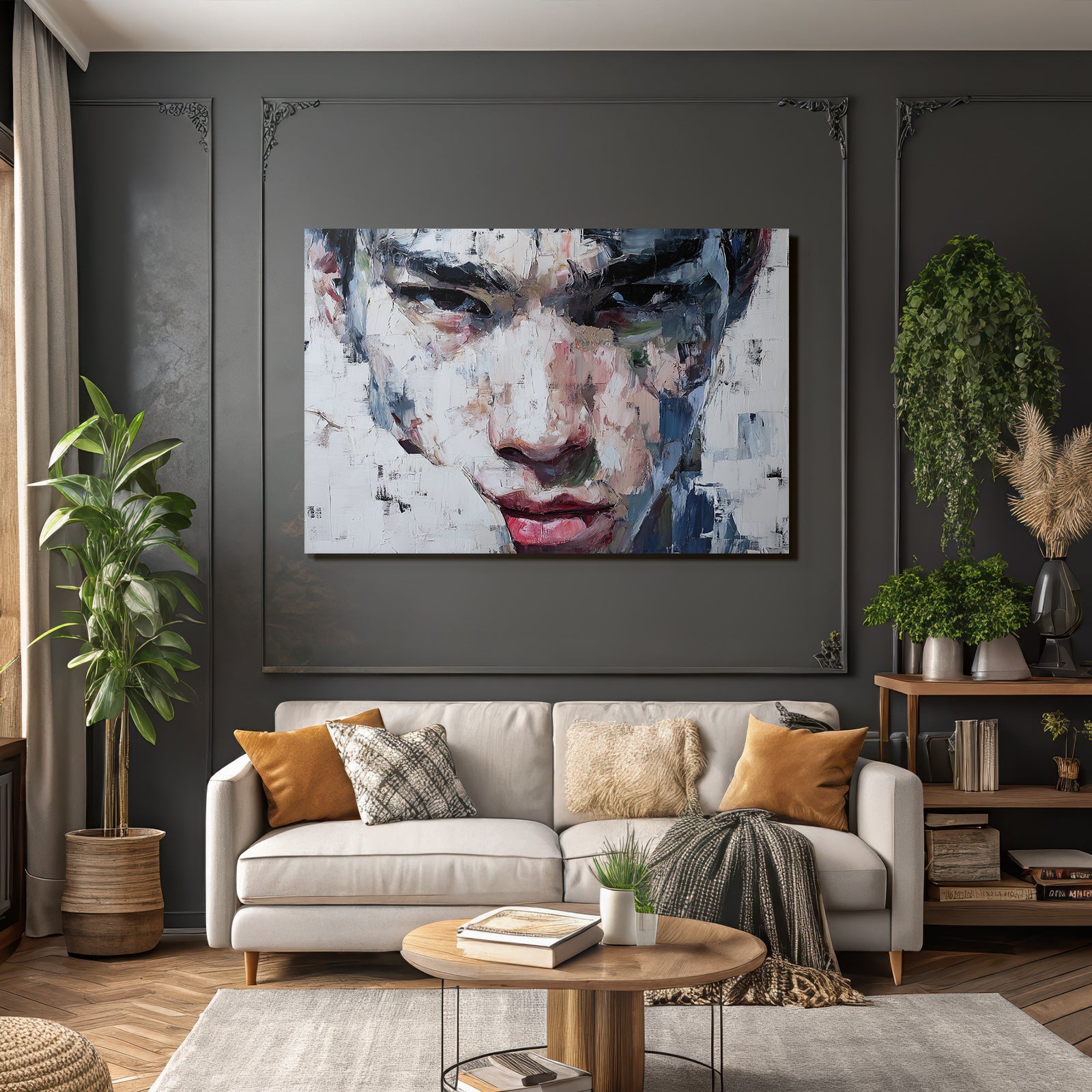 Abstract Portrait Junger Mann Vibrante Farben Expressionskunst