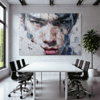Abstract Portrait Junger Mann Vibrante Farben Expressionskunst